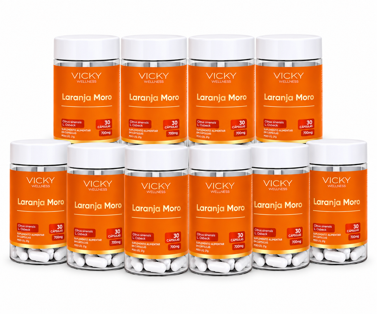 Kit 10x Laranja Moro com Café Verde e Cromo -  Vicky Wellness - 30 Cápsulas