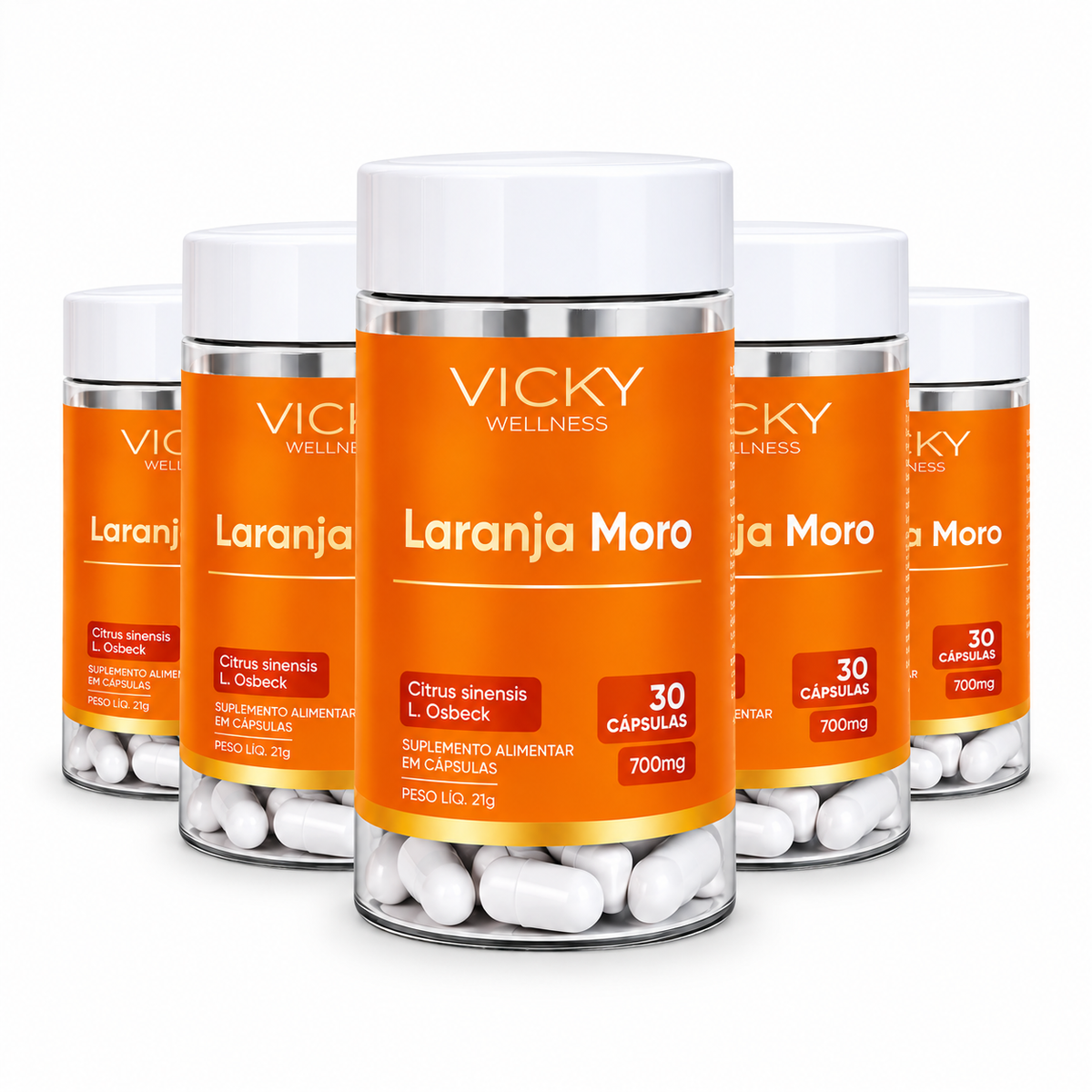 Kit 5x Laranja Moro com Café Verde e Cromo -  Vicky Wellness - 30 Cápsulas