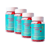 4 UN. OUR SECRET HAIR GUMMY - 12 Vitaminas e Minerais Sabor Morango (30 GOMAS) - VICKY BEAUTY