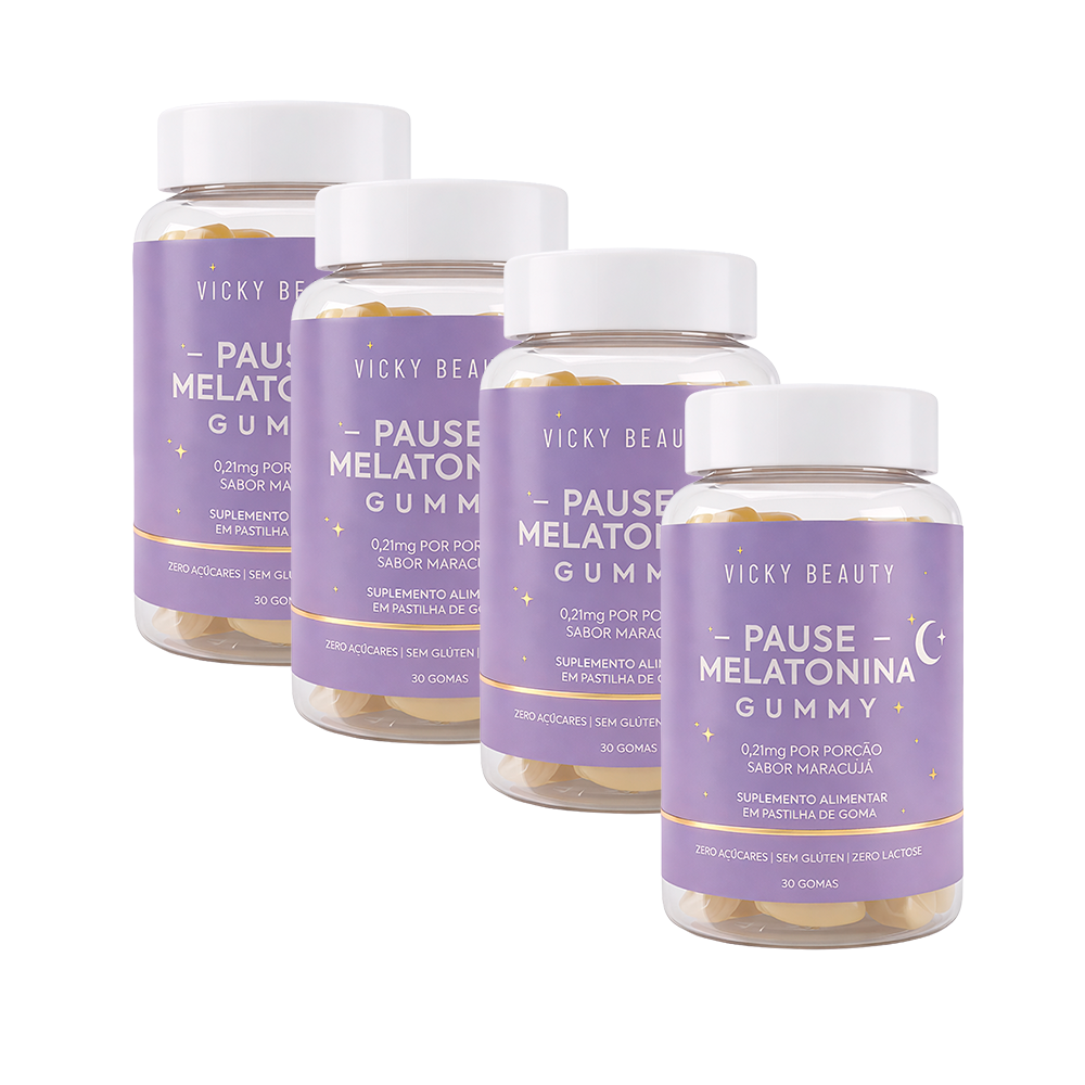 4 UN. PAUSE -  Melatoninas em Goma Sabor Maracujá (90 gomas) - VICKY BEAUTY
