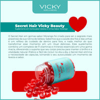 6 UN. OUR SECRET HAIR GUMMY - 12 Vitaminas e Minerais Sabor Morango (30 GOMAS) - VICKY BEAUTY