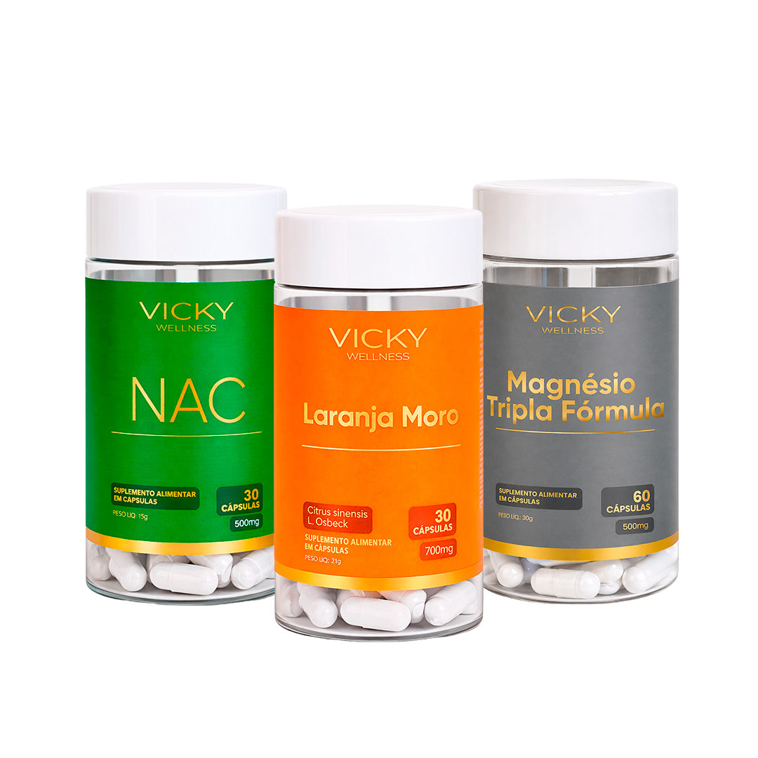 Kit  Laranja Moro + NAC + Magnésio Tripla Fórmula - Vicky Wellness